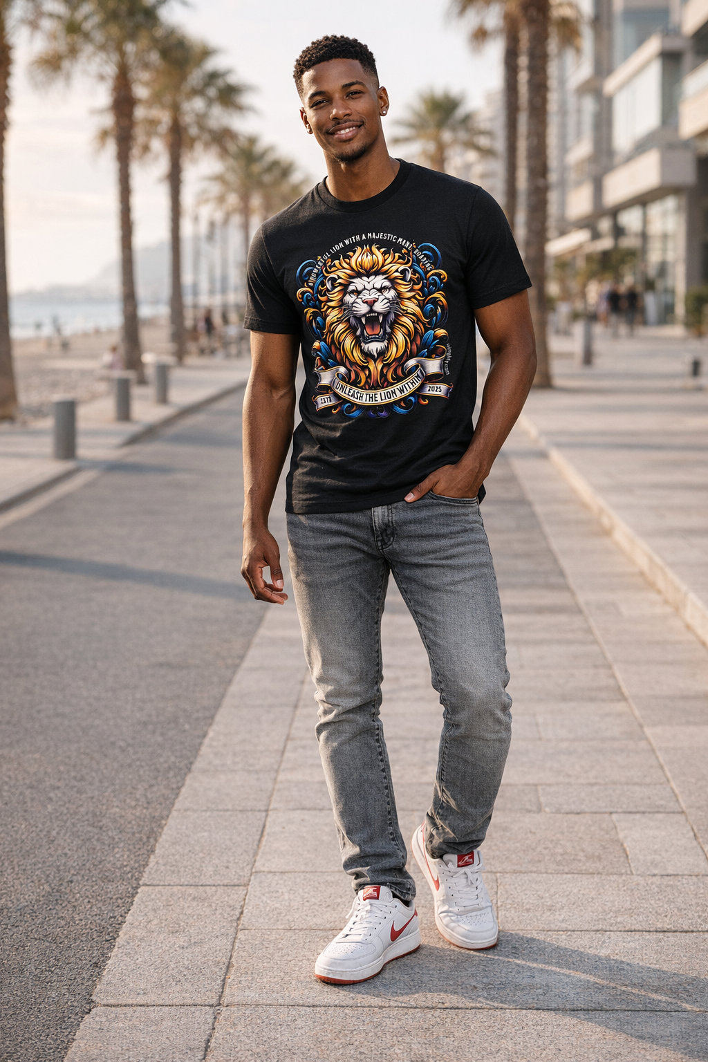 Unleash the Lion Within – Premium Graphic T-Shirt