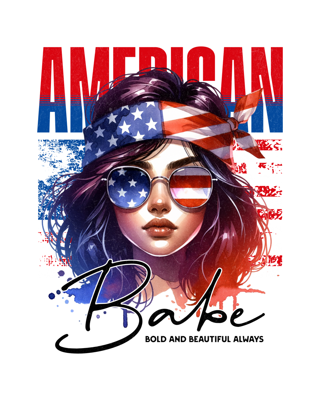 AMERICAN BABE – Patriotic Graphic T-Shirt - White
