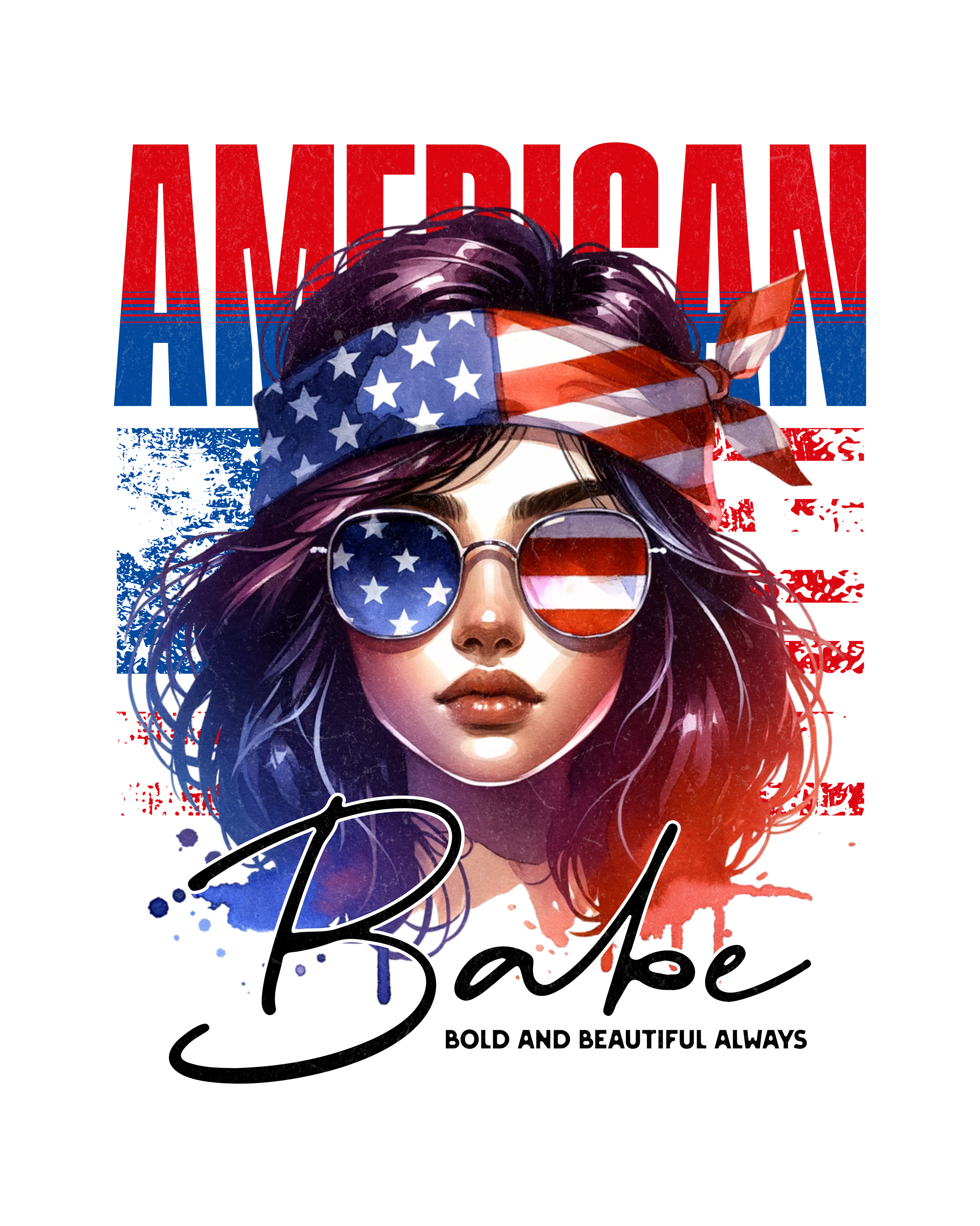 AMERICAN BABE – Patriotic Graphic T-Shirt - White