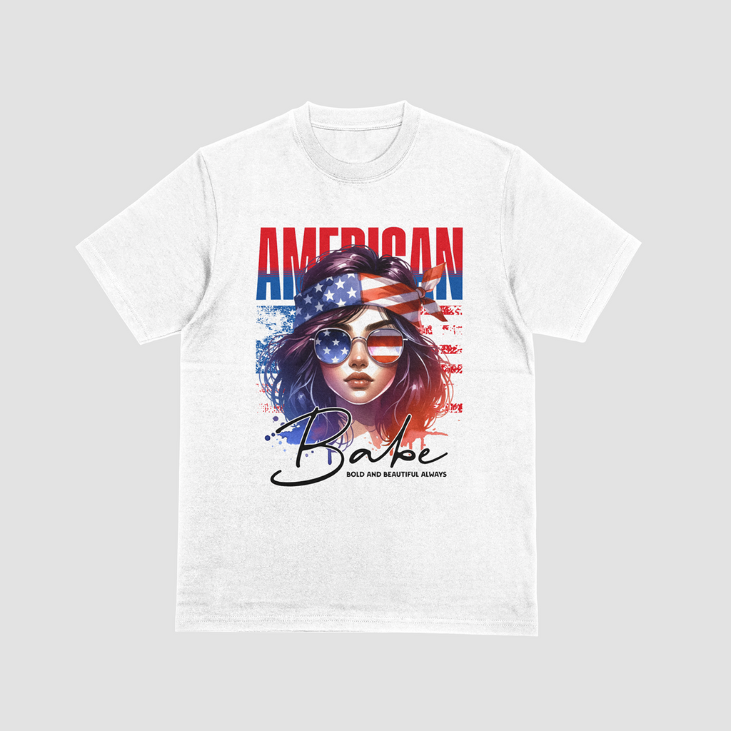 AMERICAN BABE – Patriotic Graphic T-Shirt - White