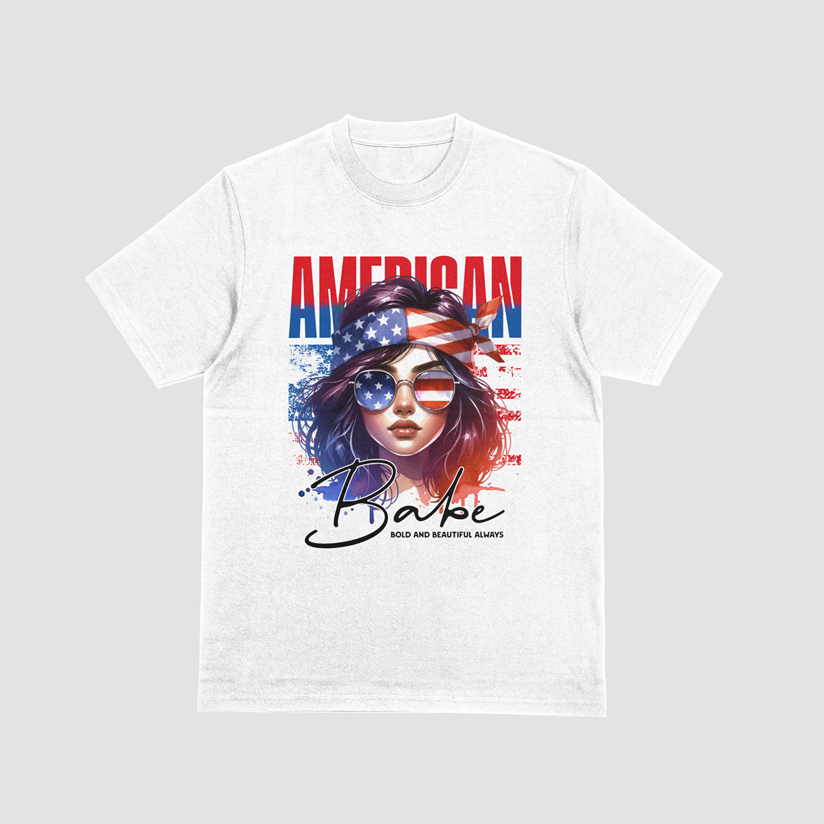 AMERICAN BABE – Patriotic Graphic T-Shirt - White