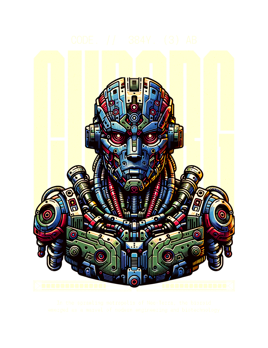 BIODROID — Futuristic Cybernetic Graphic T-Shirt - Black