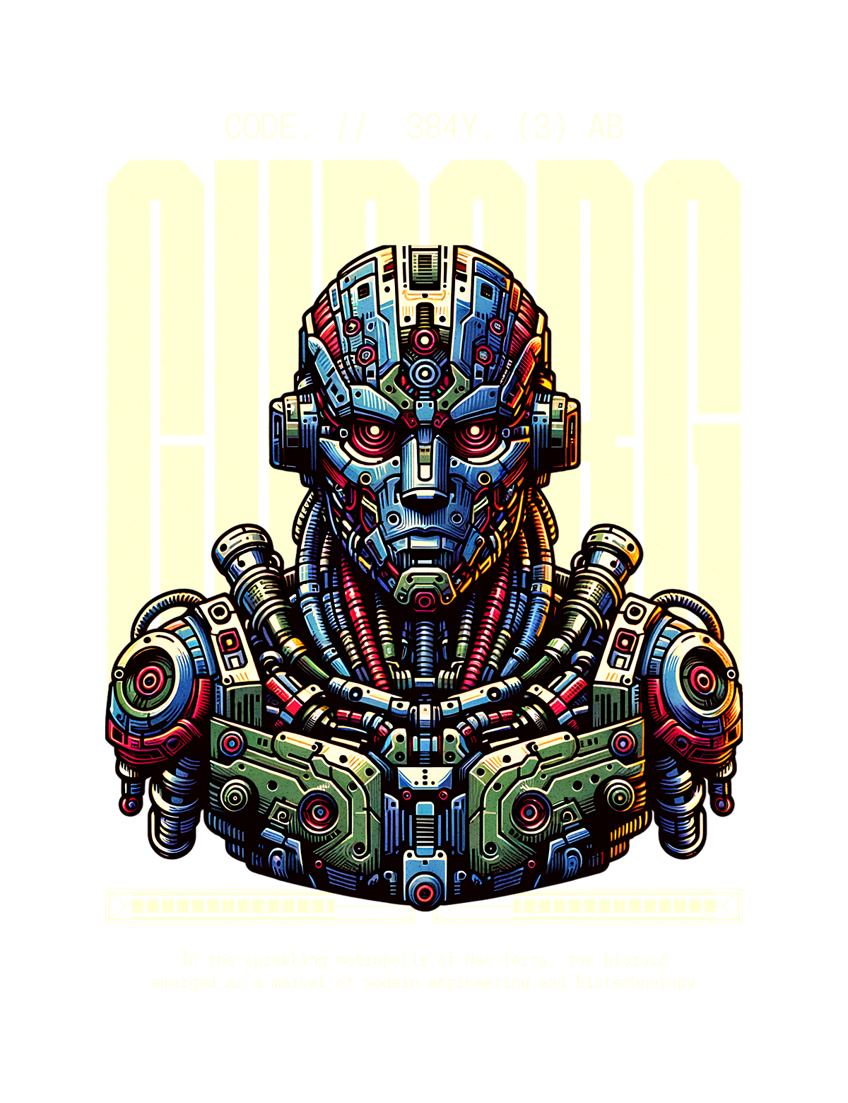 BIODROID — Futuristic Cybernetic Graphic T-Shirt - Black