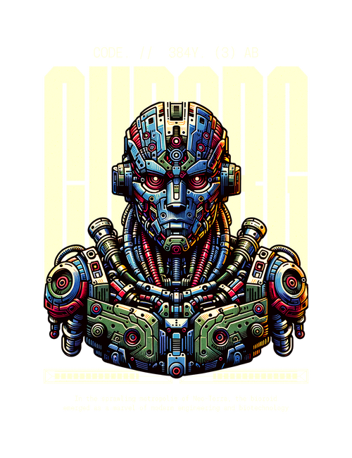 BIODROID — Futuristic Cybernetic Graphic T-Shirt - Black