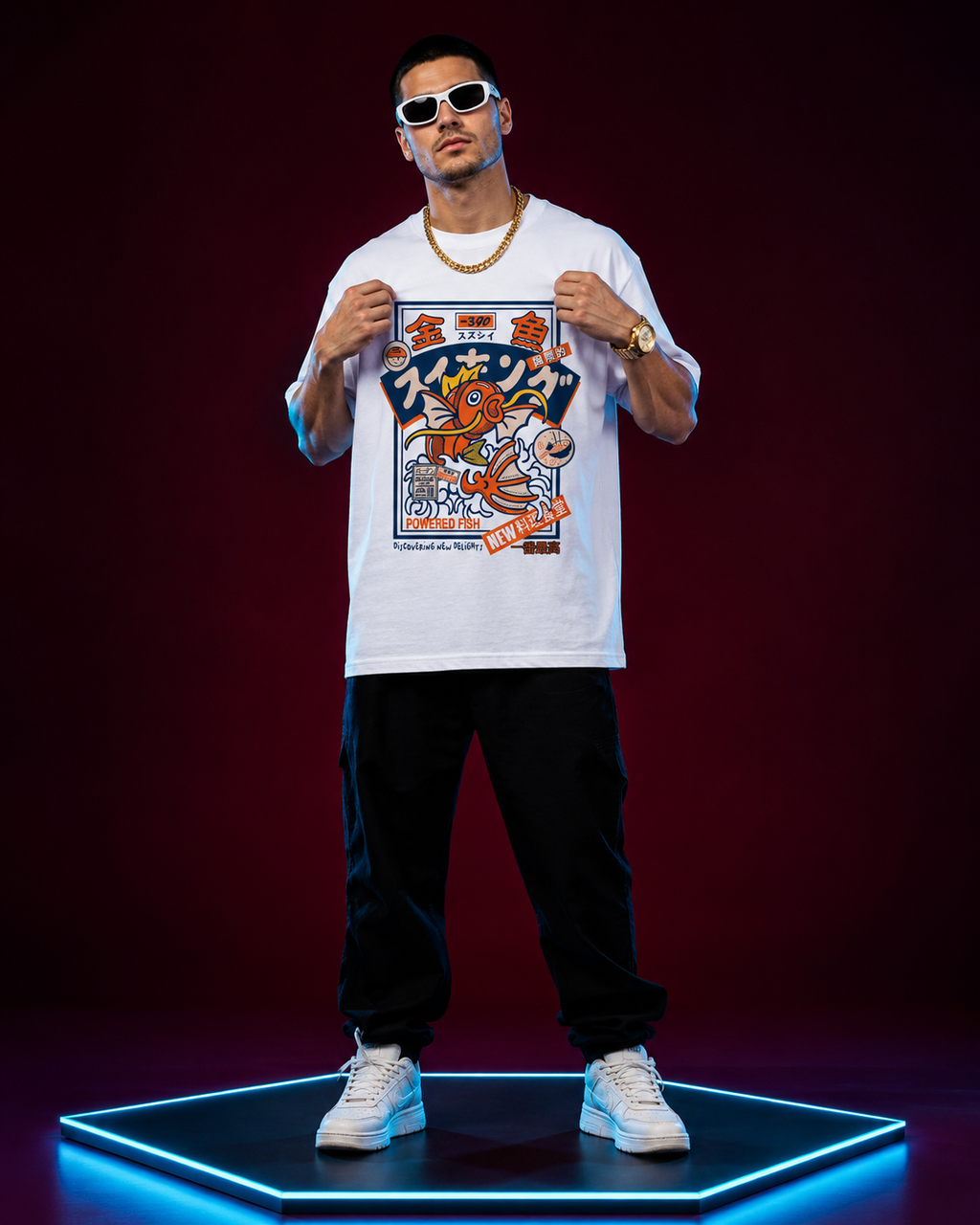 Powered Fish Graphic Tee – Japanese Streetwave Edition