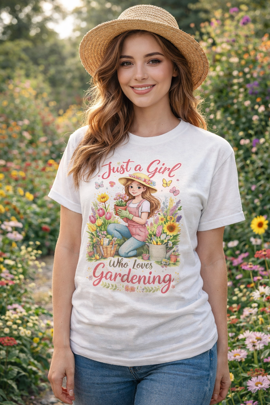 Just a Girl Who Loves Gardening – Floral Graphic Tee