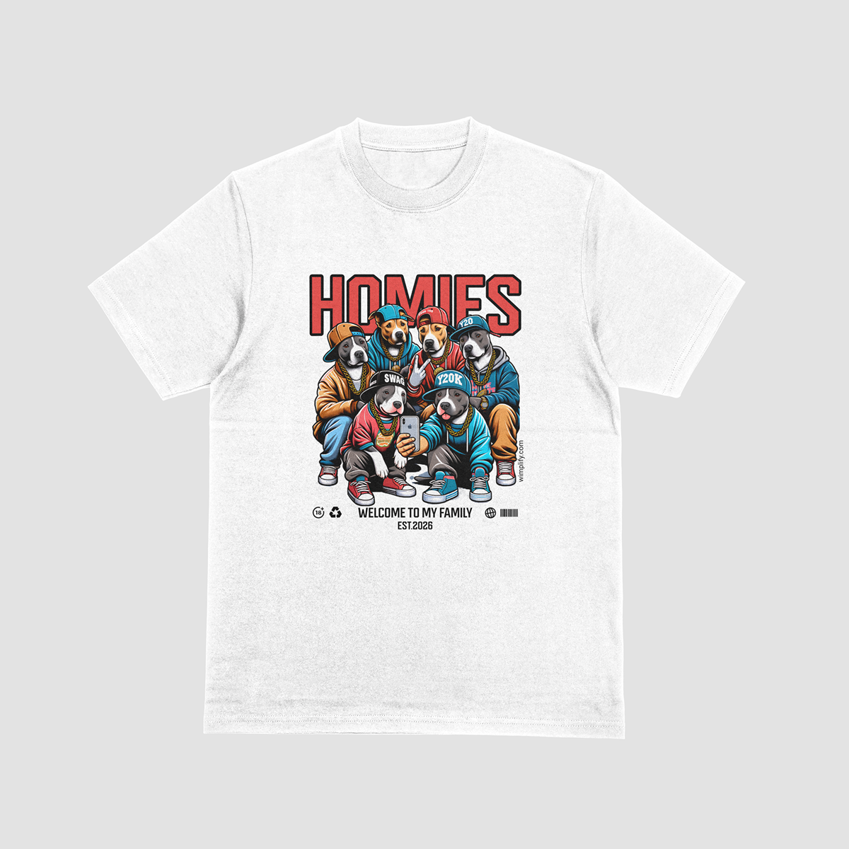 Homies Dog Squad Graphic T-Shirt | Hip Hop Streetwear Dog Lover Tee