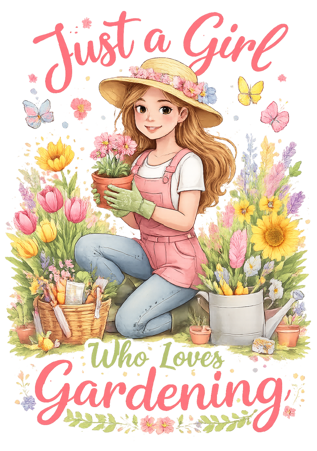 Just a Girl Who Loves Gardening – Floral Graphic Tee