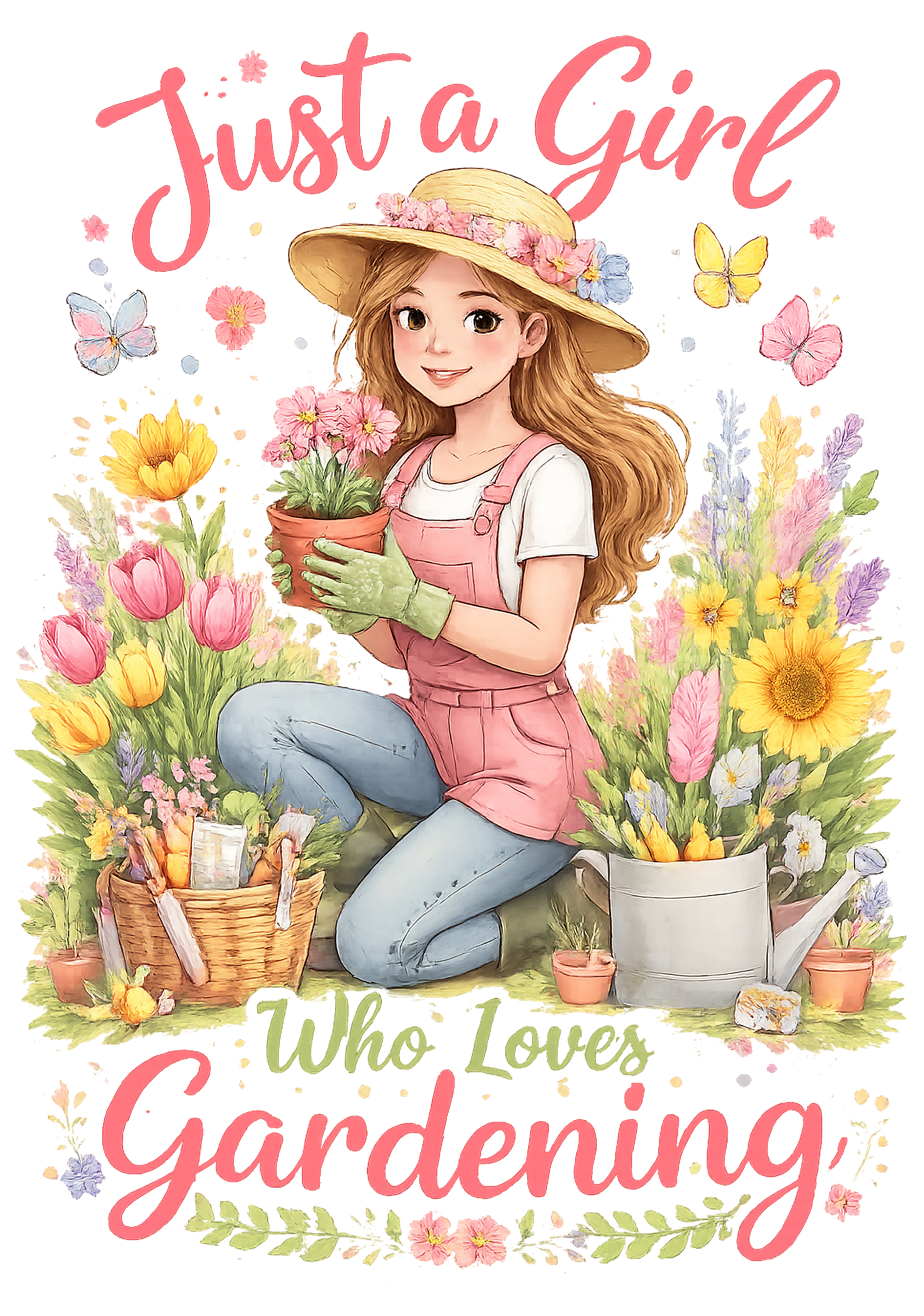 Just a Girl Who Loves Gardening – Floral Graphic Tee