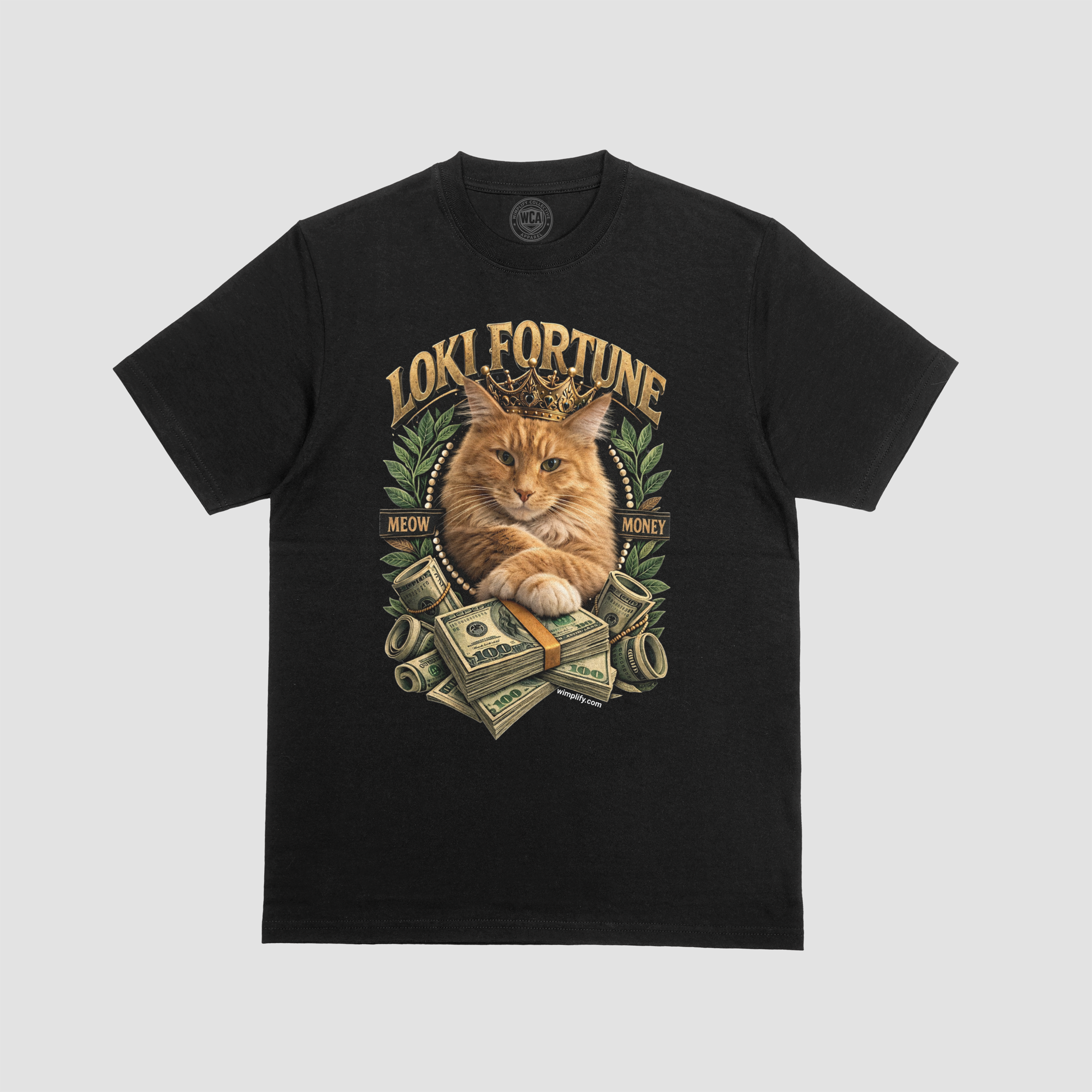 LOKI FORTUNE – Meow Money Premium Graphic T-Shirt (Customized upon customer request)