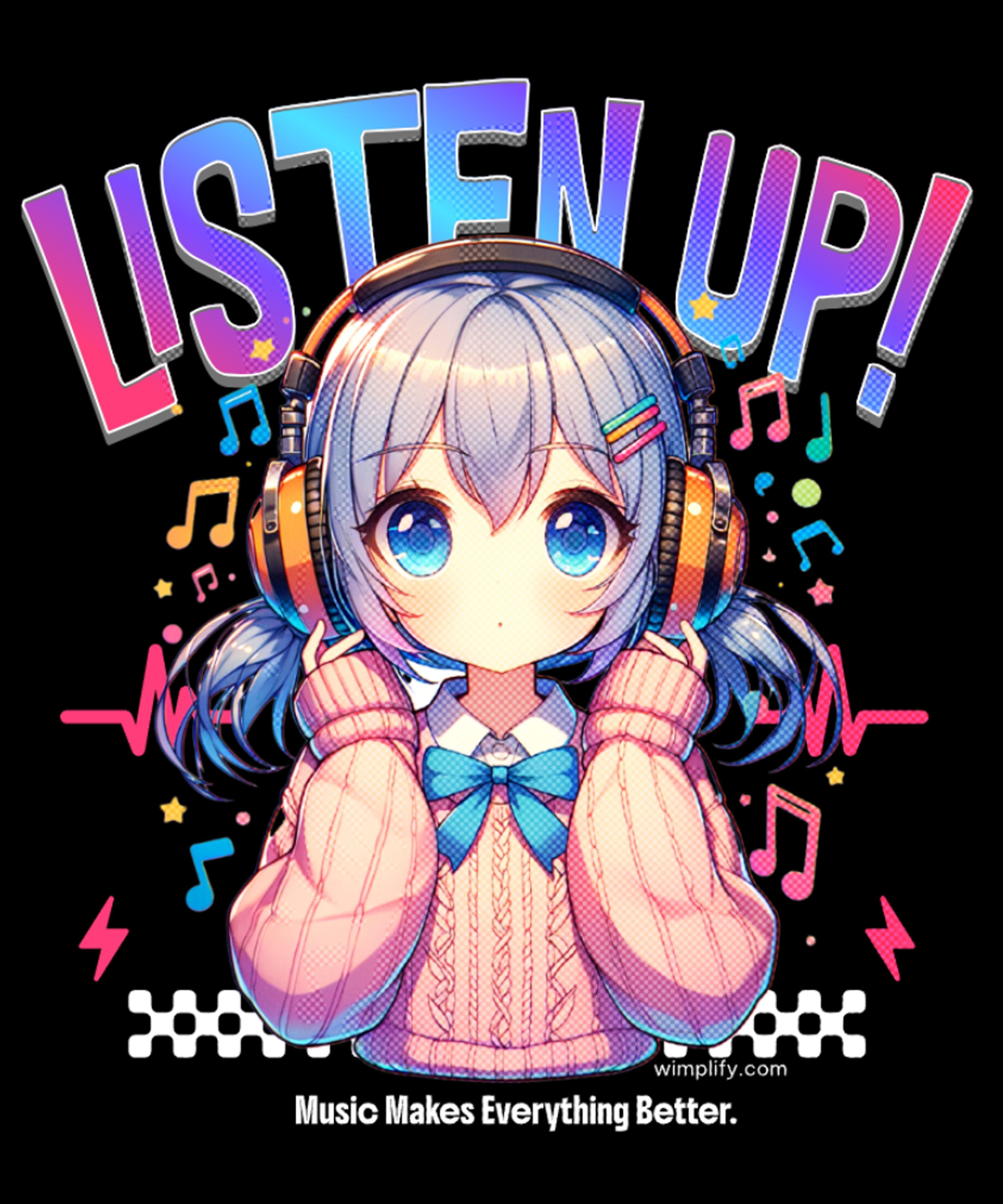 Listen Up! Anime Music Graphic T-Shirt
