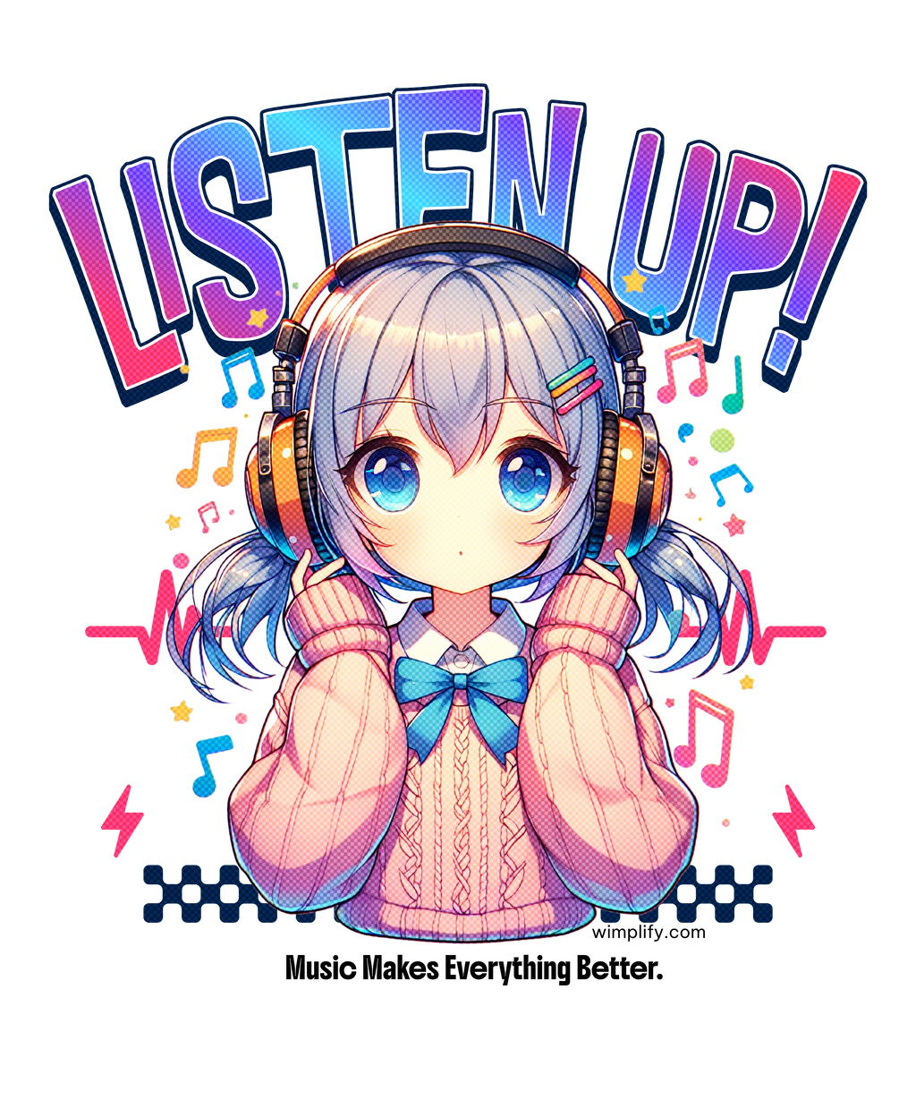 Listen Up! Anime Music Graphic T-Shirt