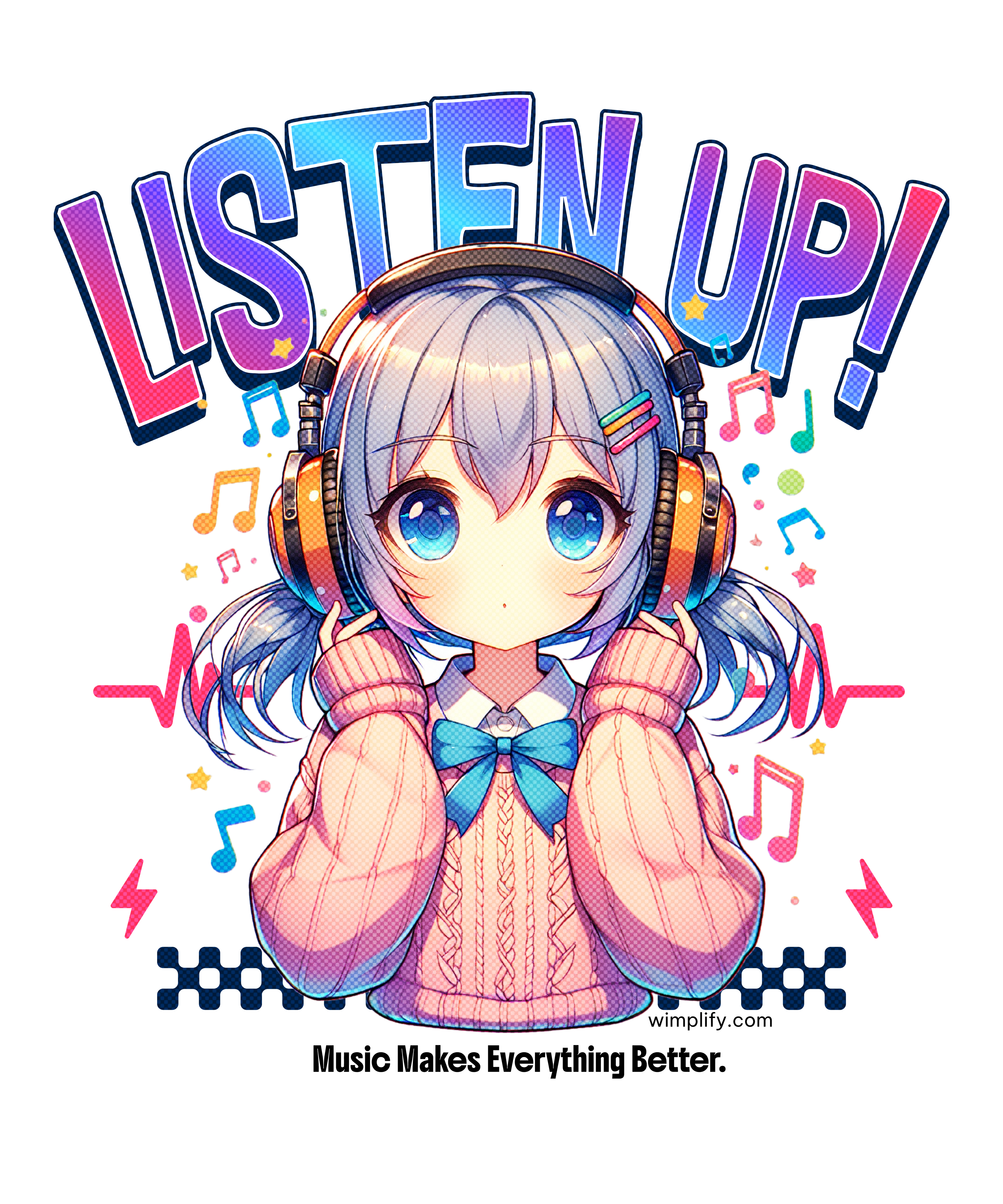 Listen Up! Anime Music Graphic T-Shirt