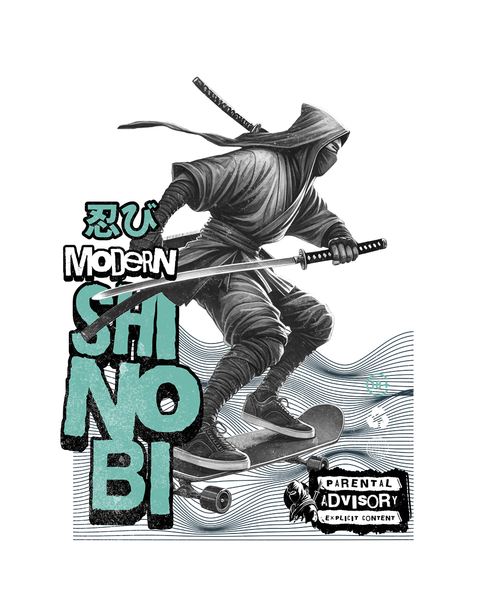 Modern Shinobi – Ninja Skate Streetwear Graphic T-Shirt