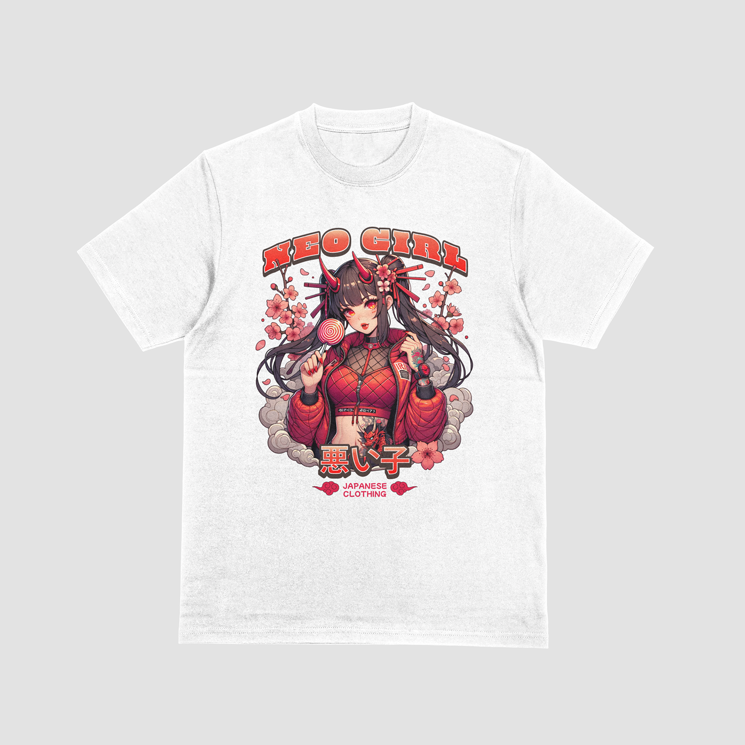 NEO GIRL – Japanese Anime Graphic T-Shirt - White