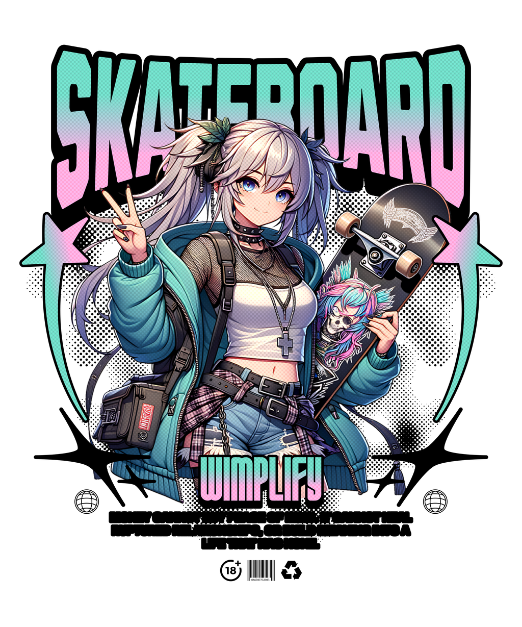 SKATEBOARD – Anime Streetwear Graphic T-Shirt