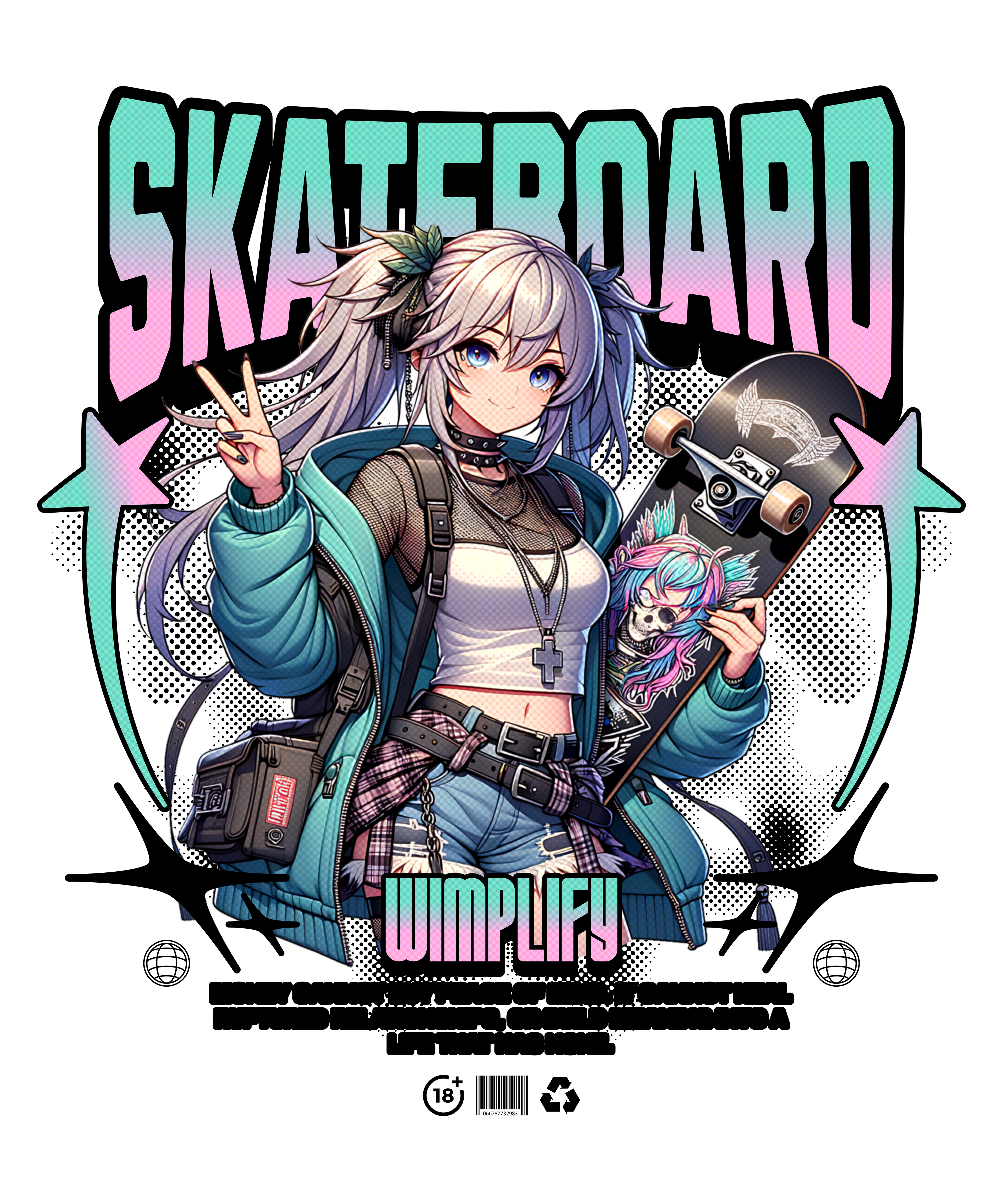 SKATEBOARD – Anime Streetwear Graphic T-Shirt
