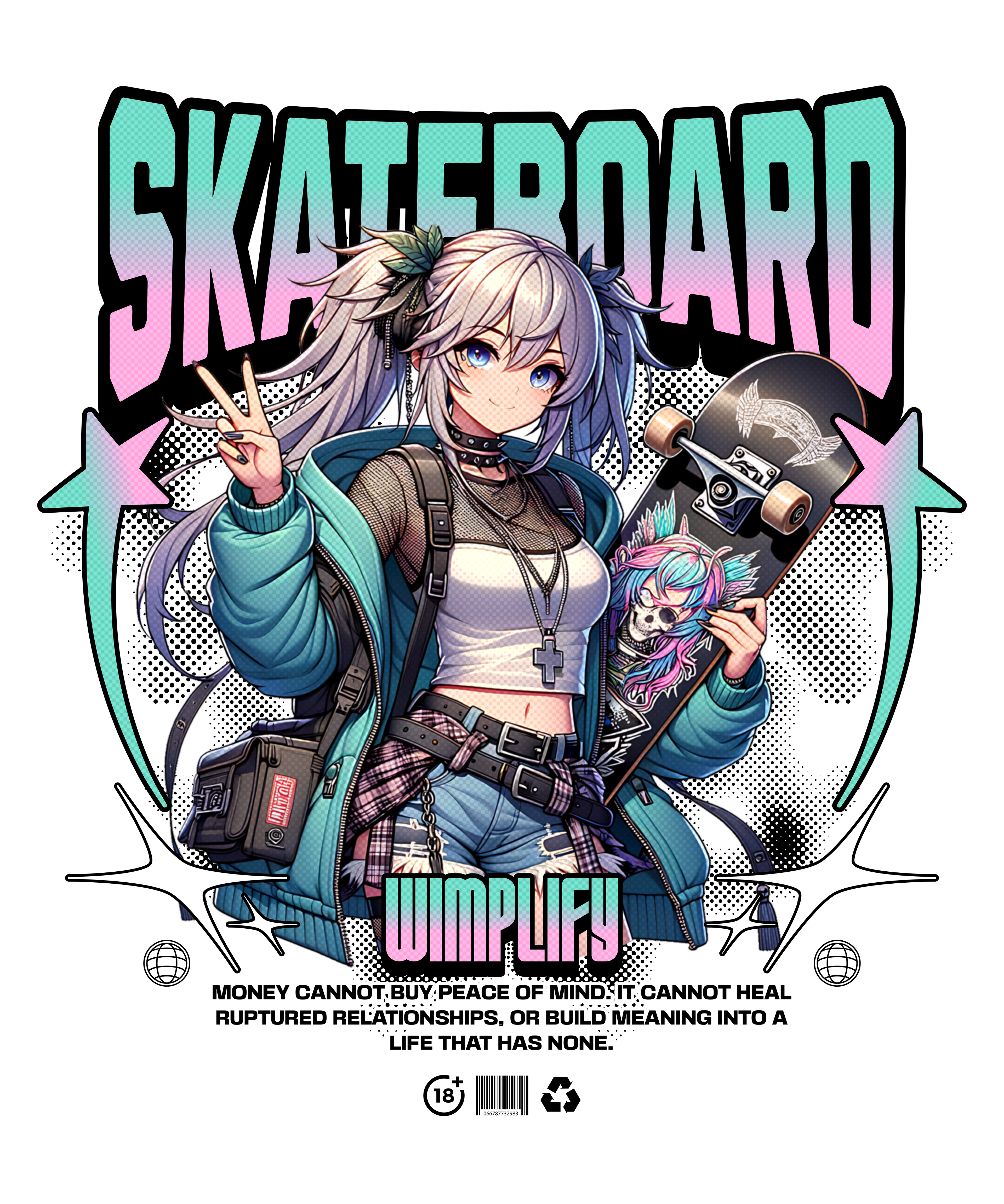 SKATEBOARD – Anime Streetwear Graphic T-Shirt