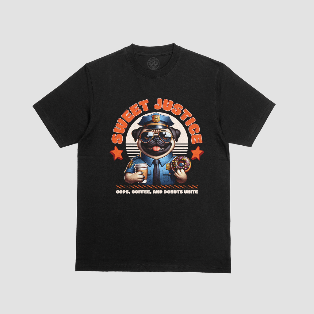 Sweet Justice — Funny Police Pug Graphic T-Shirt