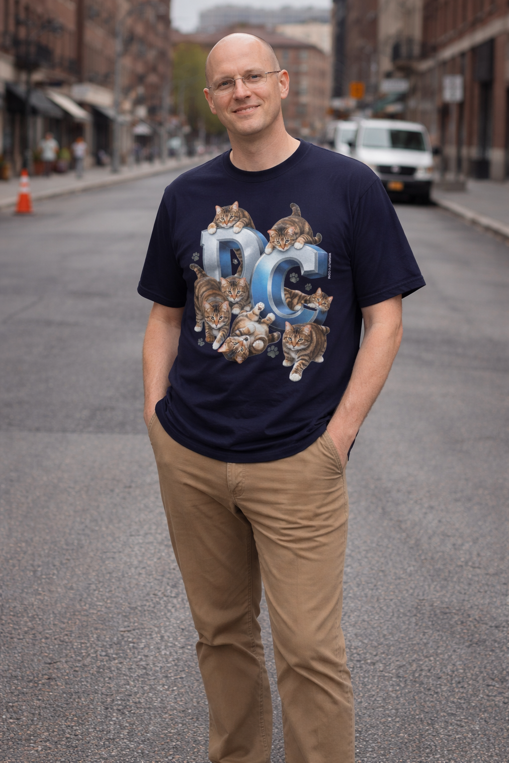 DC Pet Lover Graphic T-Shirt – Playful Cat Design (Customized as requested)