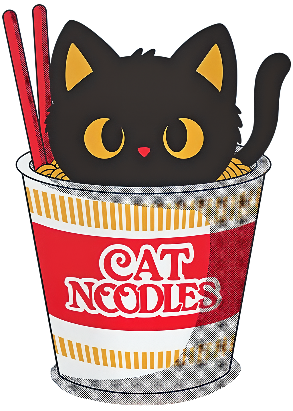 Cat Noodles Graphic Tee – Cute Anime-Inspired Cat Ramen Shirt