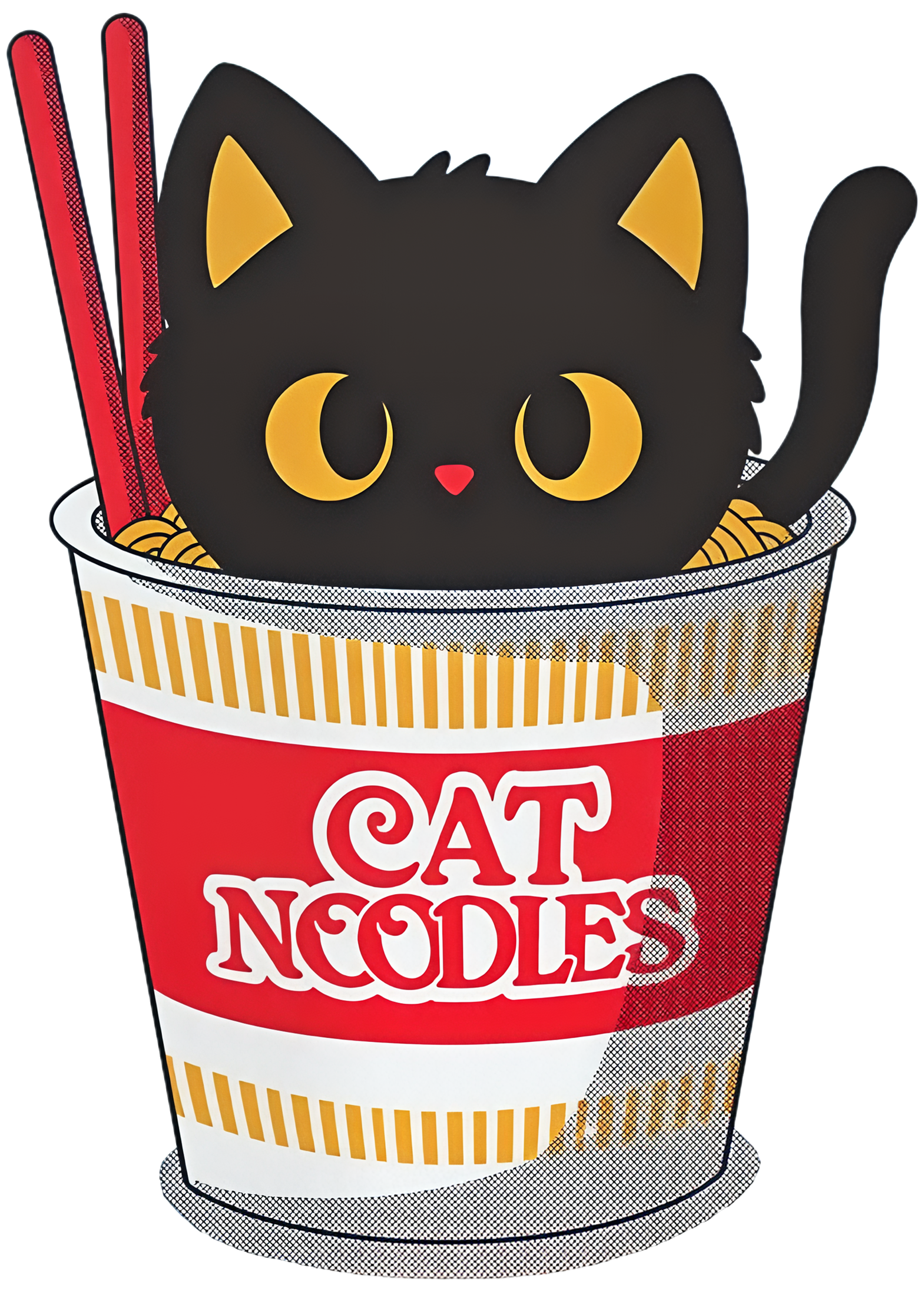 Cat Noodles Graphic Tee – Cute Anime-Inspired Cat Ramen Shirt