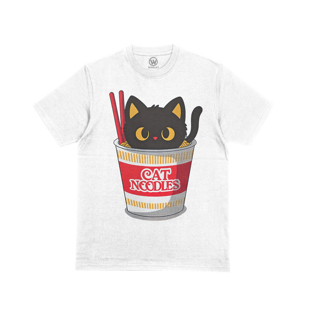 Cat Noodles Graphic Tee – Cute Anime-Inspired Cat Ramen Shirt